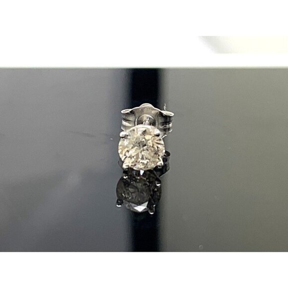 Diamond Earring 14k White Gold SINGLE 0.40ct Round Solitaire Push Backs …